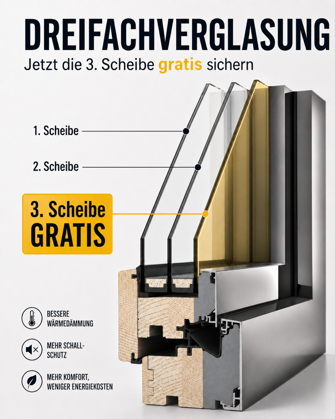 Internorm Aktion: 3-fach Verglasung zum Preis von 2-fach